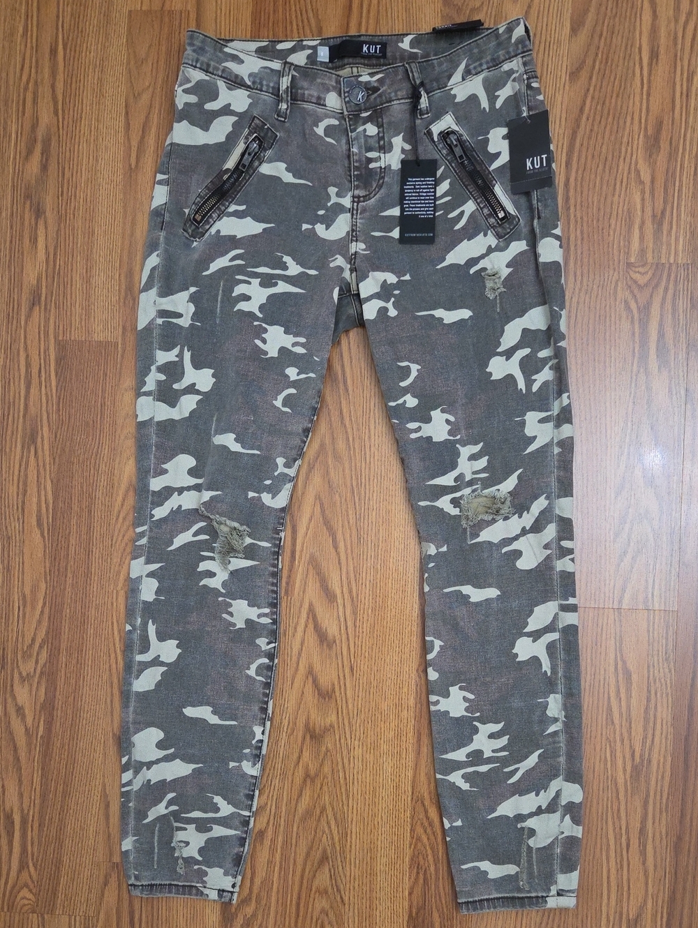 NWT KUT from the Kloth Connie Camo HR Ankle Skinny Distressed Jeans/ 6